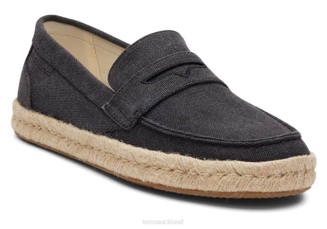 Men Black Recycled Cotton Toms Stanford 2.0 Rope Espadrille Shoes R26T443