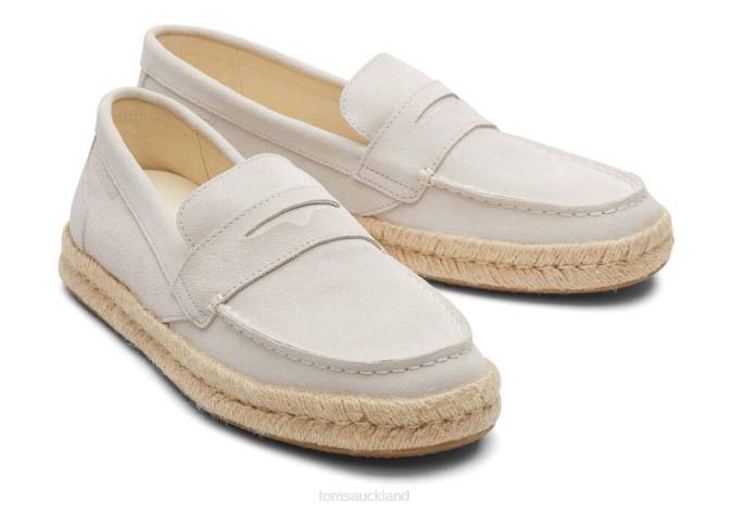 Men Pebble Grey Suede Toms Stanford 2.0 Rope Espadrille Suede Shoes R26T436