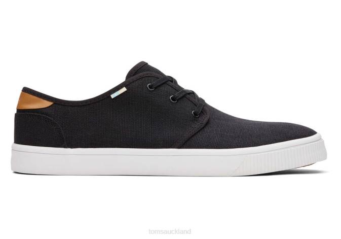 Men Black Heritage Canvas Toms Carlo Trainers Shoes R26T478