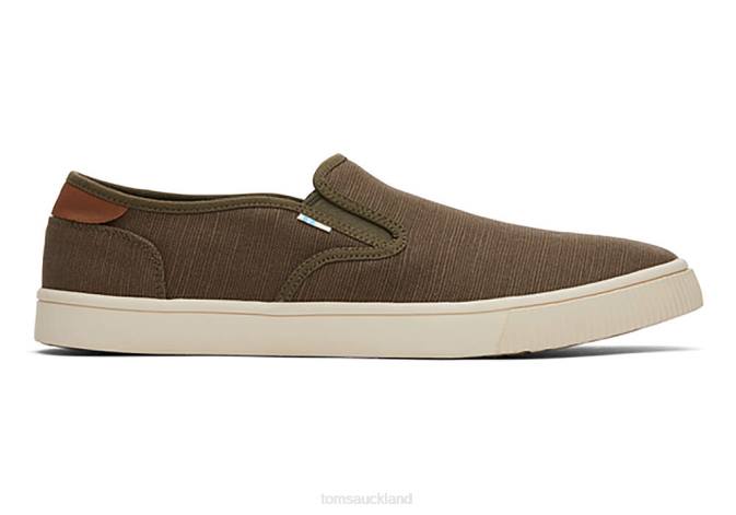 Men Dark Olive Toms Baja Slip On Shoes R26T481