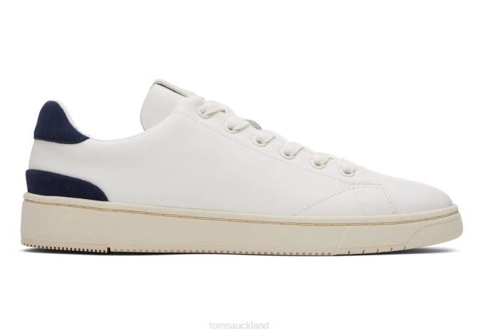Men Porcelain/Blue Trim Toms TRVL Lite Trainers Leather Shoes R26T471