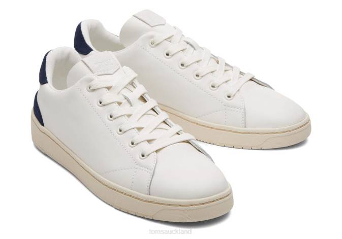 Men Porcelain/Blue Trim Toms TRVL Lite Trainers Leather Shoes R26T471