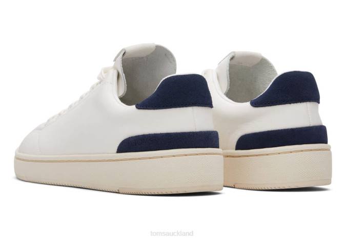 Men Porcelain/Blue Trim Toms TRVL Lite Trainers Leather Shoes R26T471