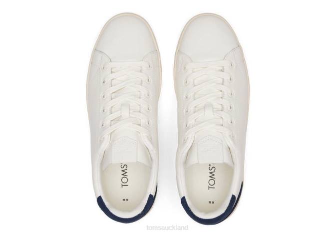 Men Porcelain/Blue Trim Toms TRVL Lite Trainers Leather Shoes R26T471