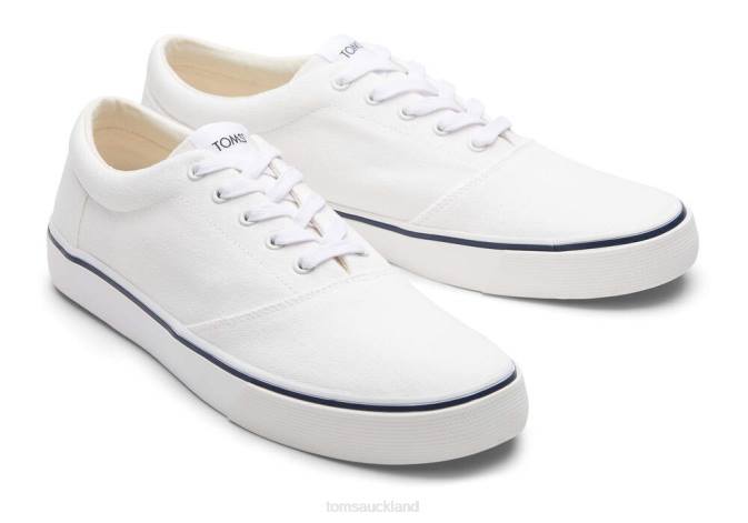 Men White Canvas Toms Fenix Lace up Shoes R26T458