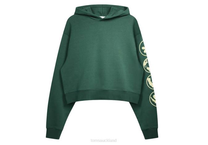 Women Green Hoodie Toms KROST The Riley Crop Hoodie Clothing R26T349