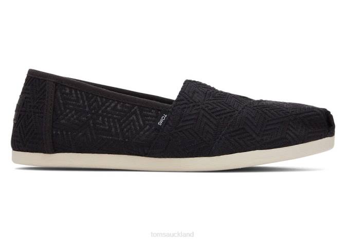 Women Black Geometric Lace Toms Alpargata Geometric Lace Shoes R26T121