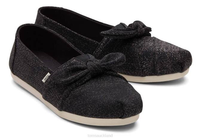 Women Black Glimmer Toms Glimmer Alpargata Shoes R26T97