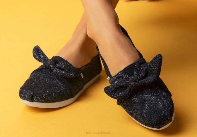 Women Black Glimmer Toms Glimmer Alpargata Shoes R26T97