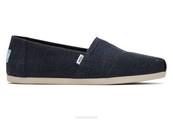 Women Black Speckled Slub Toms Alpargata Eco Speckled Recycled Cotton Shoes R26T53