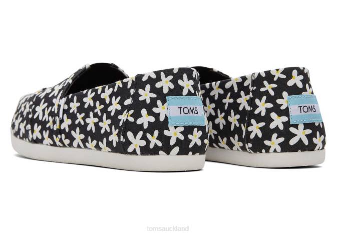 Women Black Sun Daisies Toms Alpargata Sun Daisies Shoes R26T54