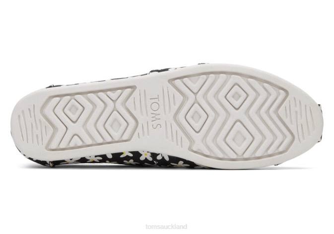 Women Black Sun Daisies Toms Alpargata Sun Daisies Shoes R26T54