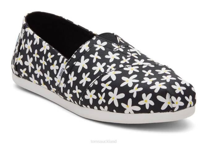 Women Black Sun Daisies Toms Alpargata Sun Daisies Shoes R26T54