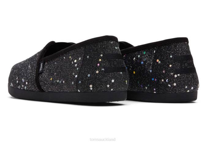 Women Black Toms Cosmic Glitter Alpargata Shoes R26T63