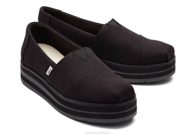 Women Black Toms Midform Alpargata Shoes R26T86