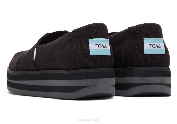 Women Black Toms Midform Alpargata Shoes R26T86