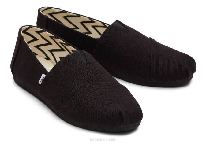 Women Black Toms Recycled Cotton Alpargata Shoes R26T39