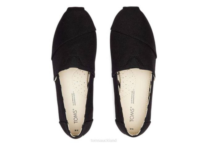 Women Black Toms Recycled Cotton Alpargata Shoes R26T87