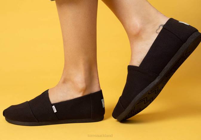 Women Black Toms Recycled Cotton Alpargata Shoes R26T87