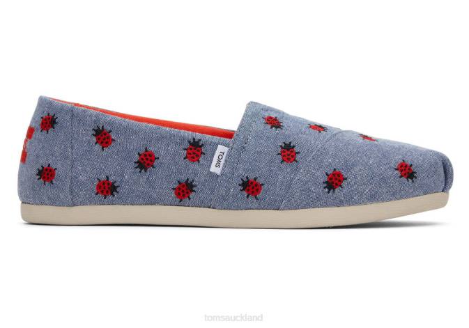Women Chambray Toms Alpargata Ladybugs Shoes R26T122