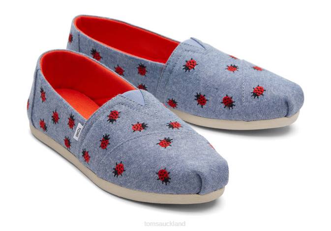 Women Chambray Toms Alpargata Ladybugs Shoes R26T122