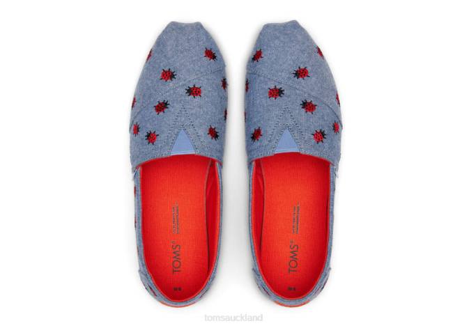 Women Chambray Toms Alpargata Ladybugs Shoes R26T122