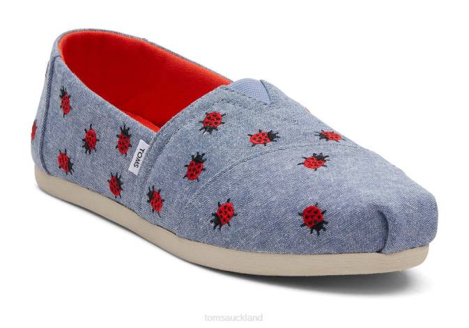 Women Chambray Toms Alpargata Ladybugs Shoes R26T122