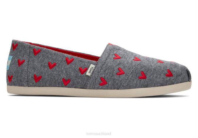 Women Drizzle Grey Hearts Toms Hearts Alpargata Shoes R26T112