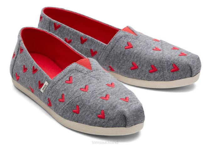 Women Drizzle Grey Hearts Toms Hearts Alpargata Shoes R26T112