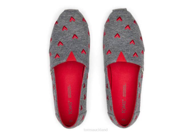 Women Drizzle Grey Hearts Toms Hearts Alpargata Shoes R26T112