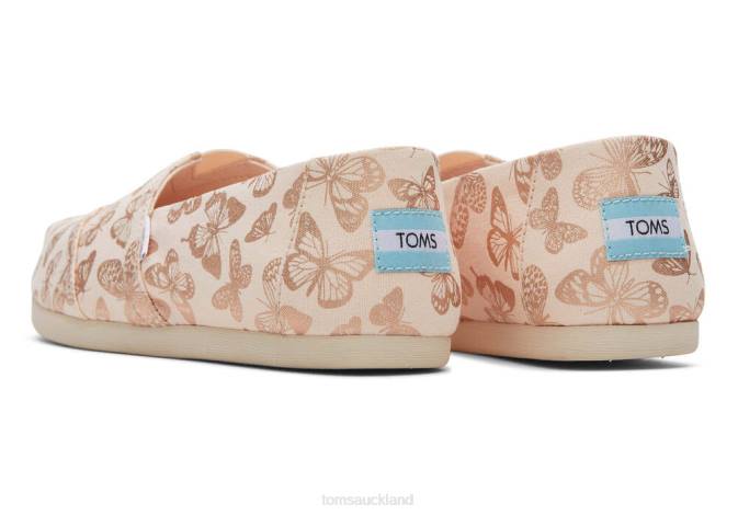 Women Dusty Peach Foil Butterflies Toms Alpargata Foil Butterflies Shoes R26T130