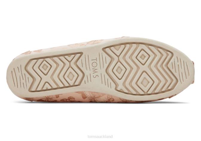Women Dusty Peach Foil Butterflies Toms Alpargata Foil Butterflies Shoes R26T130