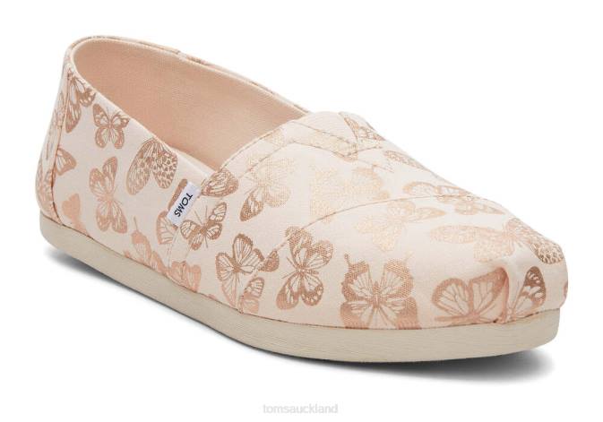 Women Dusty Peach Foil Butterflies Toms Alpargata Foil Butterflies Shoes R26T130