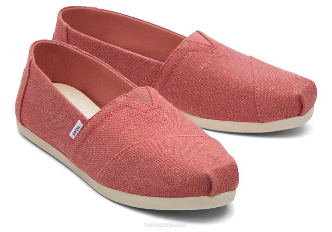 Women Faded Rose Toms Alpargata Metallic Linen Shoes R26T129