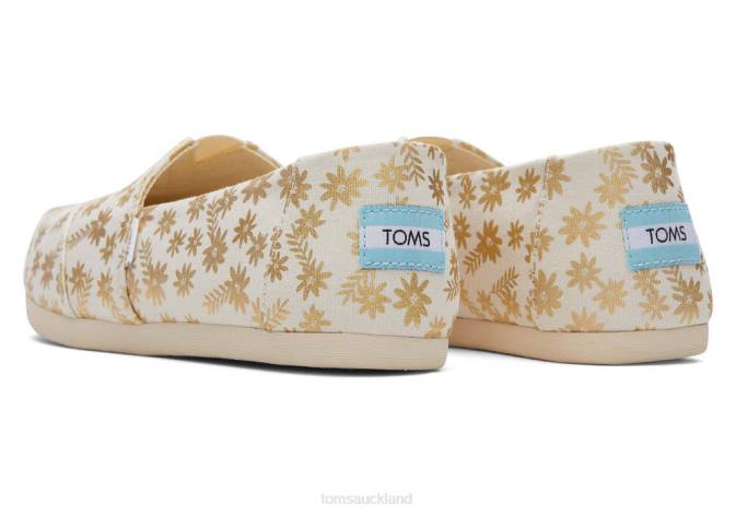 Women Gold Foil Toms Alpargata Floral Blooms Shoes R26T46