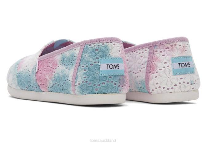 Women Lilac Mauve Tie Dye Floral Eyelets Toms Alpargata Floral Eyelets Shoes R26T31