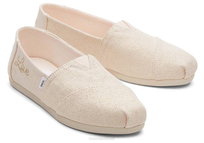 Women Metallic Dusty Peach Toms Alpargata Metallic Linen Shoes R26T45