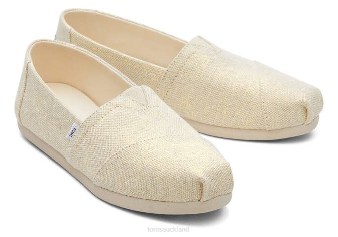 Women Metallic Natural Toms Alpargata Metallic Linen Shoes R26T3