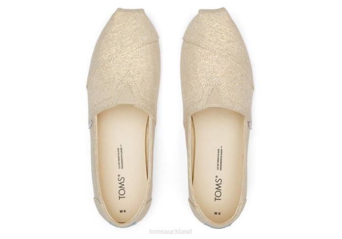 Women Metallic Natural Toms Alpargata Metallic Linen Shoes R26T3