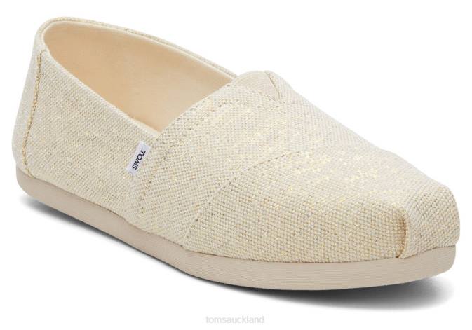 Women Metallic Natural Toms Alpargata Metallic Linen Shoes R26T3