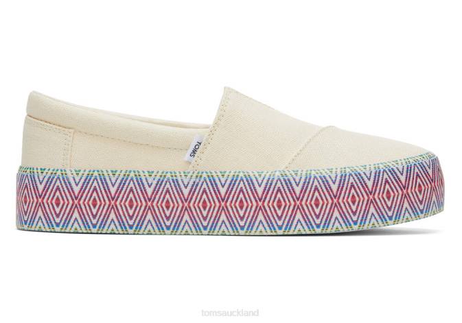 Women Natural Canvas Toms Fenix Platform Shoes R26T58