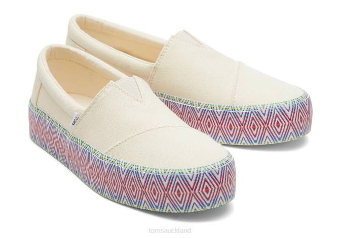 Women Natural Canvas Toms Fenix Platform Shoes R26T58