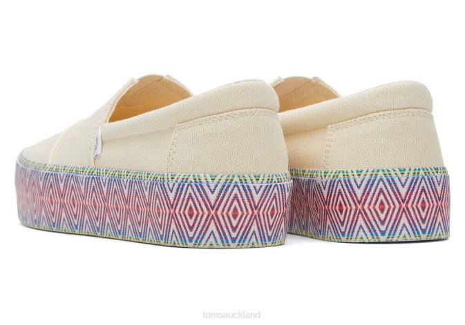 Women Natural Canvas Toms Fenix Platform Shoes R26T58