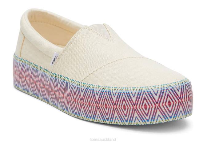 Women Natural Canvas Toms Fenix Platform Shoes R26T58