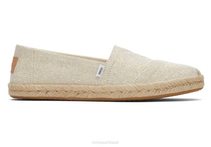 Women Natural Gold Metallic Toms Alpargata Metallic Linen Shoes R26T117