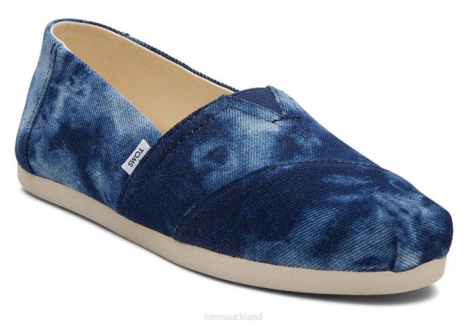 Women Navy Washed Denim Toms Alpargata Washed Denim Shoes R26T56