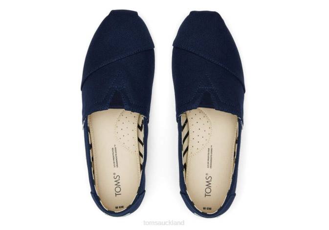 Women Navy Wide Toms Alpargata Eco Recycled Cotton Wide Width Shoes R26T14