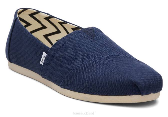 Women Navy Wide Toms Alpargata Eco Recycled Cotton Wide Width Shoes R26T14