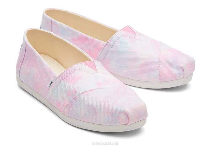 Women Neon Pink Tie Dye Twill Toms Alpargata Tie-Dye Shoes R26T52