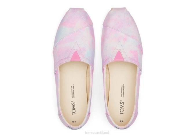 Women Neon Pink Tie Dye Twill Toms Alpargata Tie-Dye Shoes R26T52